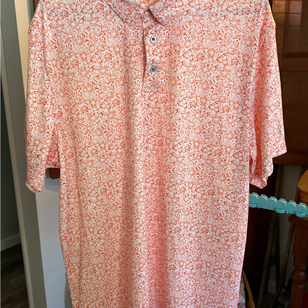 PGA Tour Men's Polo Shirt - Peach Floral